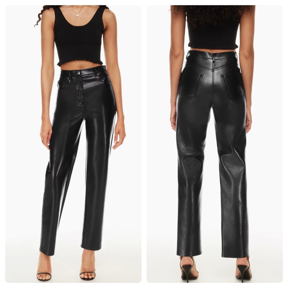 Aritzia Wilfred Melina Vegan Leather Super High Rise Pants Black Size 4